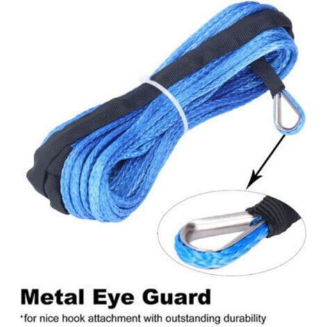Corde de treuil en nylon - LUSKYKA - Nylon résistant à l'usure - Bleu - 6mm x 15m - 1/4 pouces x 50 pieds (1/4)