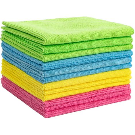 Chiffons de nettoyage en microfibre – Lot de 12 pièces, ultra-doux et super absorbant, non pelucheux, 30 x 30 cm