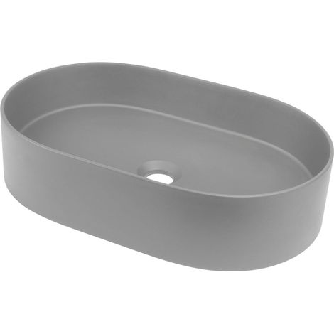 Lavabo in granito d'appoggio ovale grigio metallizzato 35x55 cm - Delia