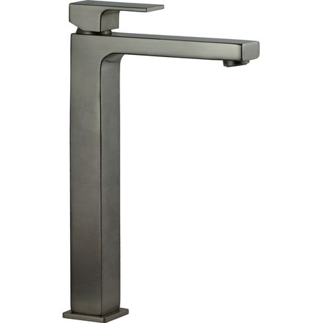 Miscelatore lavabo tipo alto in ottone colore acciaio spazzolato Gattoni SQUARE 2584/25NS Senza piletta di scarico - Acciaio Spazzolato (1/5)