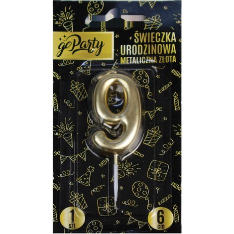 Candelina di compleanno 9 Oro metallizzato