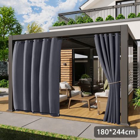 ROSNEK WindGuard Rideau extérieur extra-large imperméable coupe-vent à œillets 180 x 244 cm Gris foncé 1 panneau