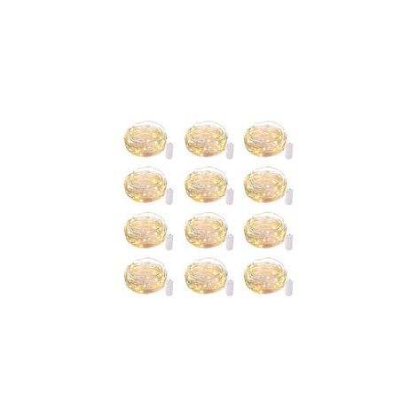 EASYCOMFORT Guirlandes Lumineuses Fil de Cuivre - 12 Pièces Bouton Batterie, Lumières Décoratives Jardin/Salle (1/5)