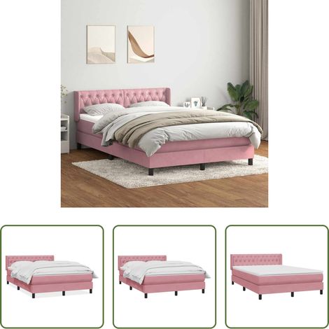vidaXL Samt - Boxspringbett mit Matratze Rosa 140x220 cm Samt (1/5)