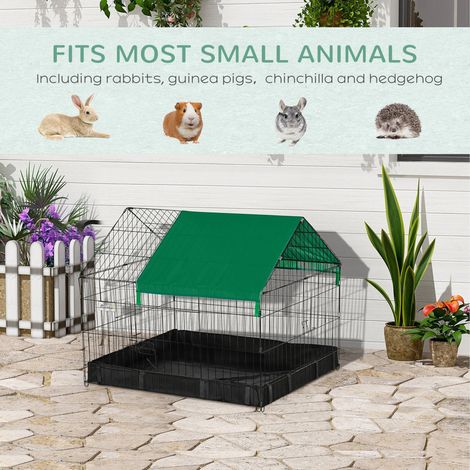 Cage d'extérieur en métal noir pour lapins, chats et petits animaux - espace de vie confortable (1/5)