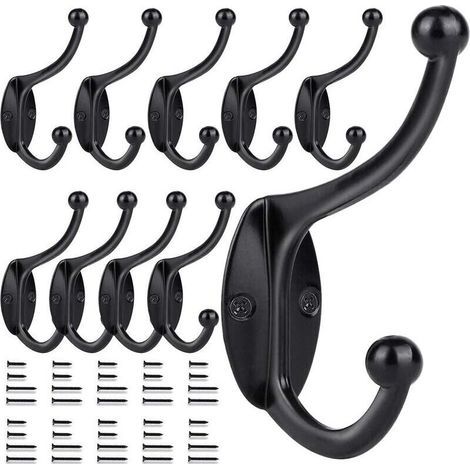 Set of 10 wall hooks, black, 100mm (1/5)