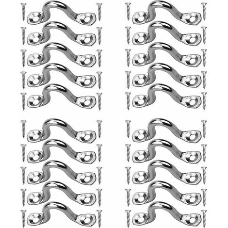 20 Edelstahl-Ösenplatten, Deckschnallen für Kajaks, Edelstahl-Deckschnalle, Noppenförmige Fixierschnalle, Edelstahl-Deckösenplatten, mit 40 Schrauben, für Kajak- und Kanu-Takelage (1/4)