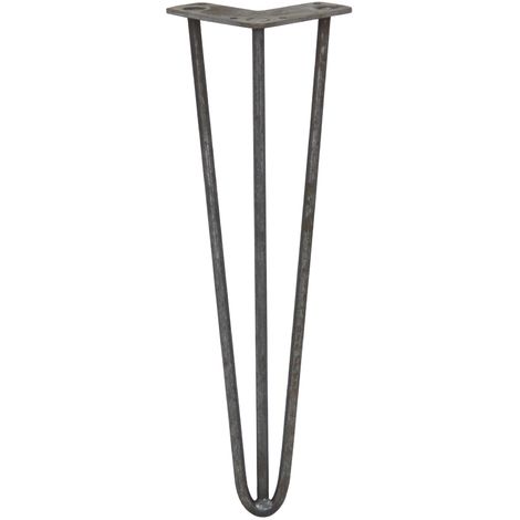SKISKI LEGS - 4 Pieds de Table en Épingle à Cheveux 40,6cm 3 Tiges en Acier Brut Épaisseur 10mm (1/5)