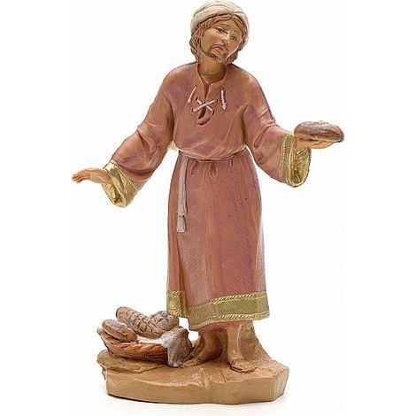PASTORE CON CESTO PANE 12CM IN RESINA (F-150)