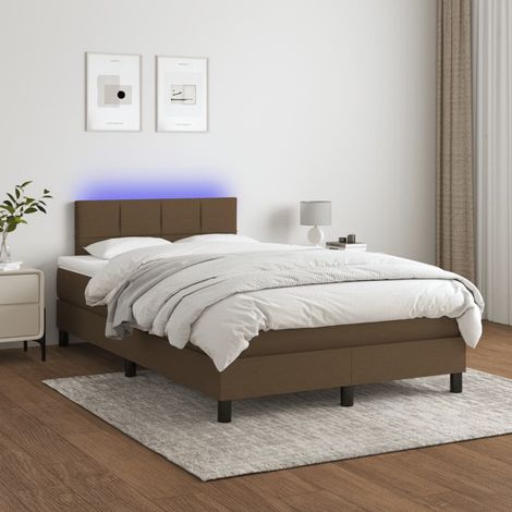 Boxspringbett mit Matratze & LED Dunkelbraun 120x200 cm Stoff (1/5)