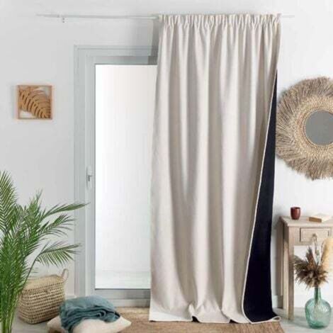 KONFOR Off-White Thermal Soundproof and Semi-Blackout Curtain with Gathered Heading Tape, 140x260 cm