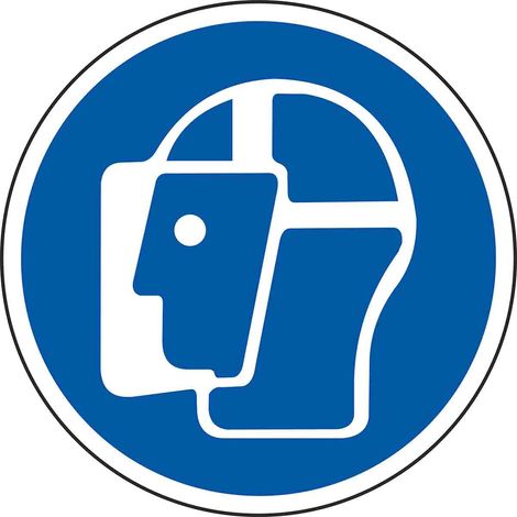 Marquage au sol, avec pictogramme : Portez une visière de protection, Auto-adhésif, en Vinyle ( Prix pour 1 )