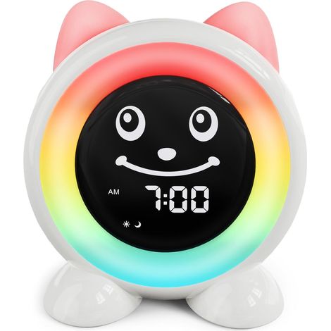 Réveil Enfant Educatif Jour/Nuit avec Veilleuse 11 Couleurs Minuterie Fonction Snooze Fonction Mémoire Réveils Lumineux pour Enfants Cadeau pour Filles et Garçons (1/5)