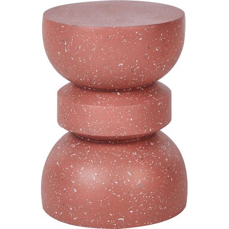 Table d'Appoint Moderne en Forme de Sablier Effet Terrazzo Résistant UV Eau Vent Rouge Faliro (1/5)