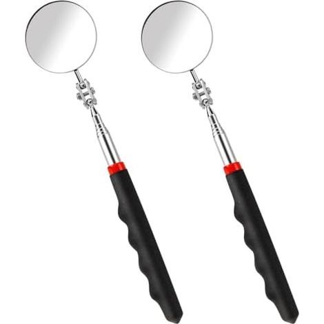 Lot de 2 miroirs d'inspection télescopiques, circulaires flexibles, rotation à 360° avec poignée étendue, ronds pour vérifier l'état du véhicule - (1/5)