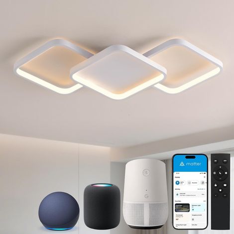 Sky angle Smart Plafonnier LED avec Commande Vocale, Dimmable, Lumière LED pour Salon, Chambre, Salle de Bain, Cuisine (1/5)