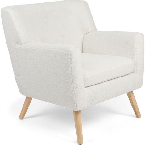 LIV Poltrona scandinava in tessuto bouclette bianco