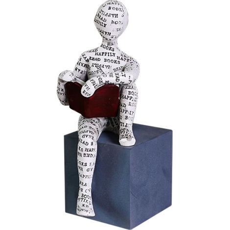 Figurenskulptur für das Regal, abstrakte lesende Frau, handbemalte Statuenskulptur, einfache dekorative Schreibtisch-Bastelarbeit, Bibliotheksregalornamente (6) (1/5)