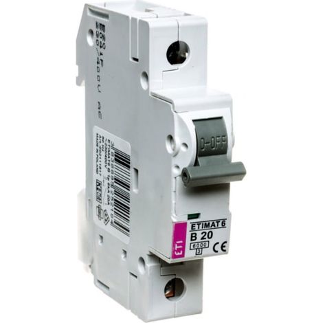 Interruttore automatico 1P B 20A 6kA AC etimat 6 002111517