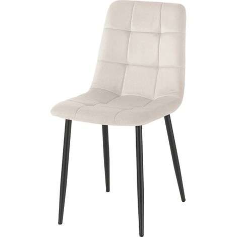 Juego de 4 sillas de comedor y cocina de terciopelo con efecto acolchado Corfù Stock - Beige (1/5)