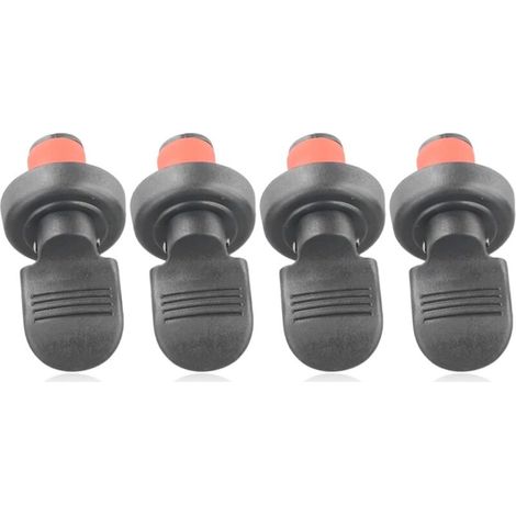 Set di 4 tappi per bottiglie di vino con leva a pressione manuale ermetica, impermeabile per vino, birra, acqua minerale, aceto e olio, in plastica PP e gomma (nero) (1/5)