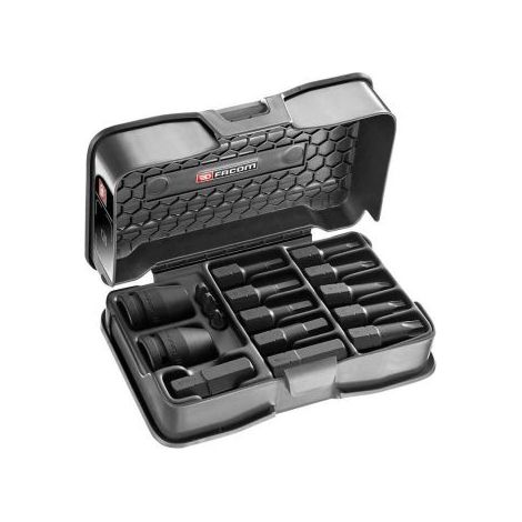 Facom – Jeu d'embouts de vissage 16 pièces – Tête six pans, Phillips, Torx – Pour visseuse – Longueur 25mm – Pour bois dur et teck (1/2)