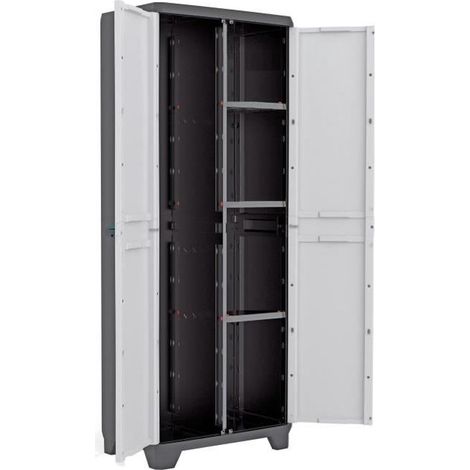 KIS Armoire de rangement utilitaire Linear - 68 x 39 x 173 cm - Noir et gris (1/3)