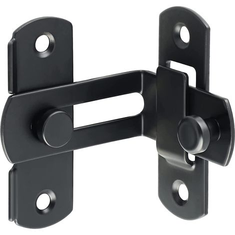 Verrou de porte coulissant à 90 degrés, petit verrou de porte, finition acier inoxydable noir mat (1/2)