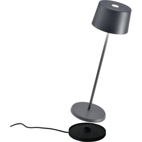 Lampada a led da tavolo Olivia Pro Grigio Scuro ricaricabile e dimmerabile