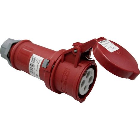 as - Schwabe Presa Elettrica CEE 400V/16A/4-pin - con contatto a vite per il collegamento di potenza - Resistente agli urti - Resistente agli spruzzi IP44 - Rosso/grigio, 60575