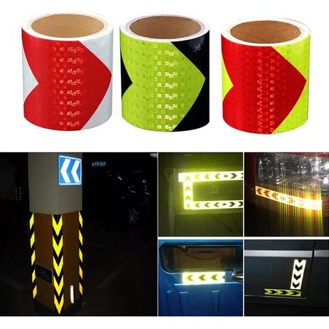 Nastro adesivo riflettente 5 cm x 3 metri Nero Giallo, Rosso Giallo, Rosso Bianco 3 rotoli (1/5)