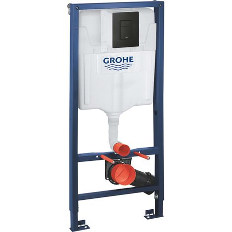 Grohe Solido - Bâti-support pour WC suspendu, plaque de déclenchement Even, noir mat 388112430 (1/2)