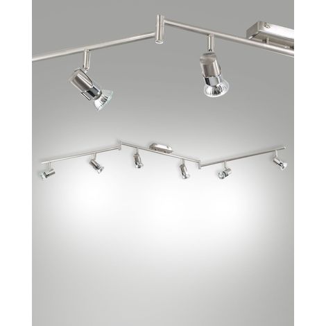 Faretto Alice in metallo finitura nichel satinato per interni, 6 luci attacco GU10 max 15W, design elegante e moderno, Codice 2554-86-178