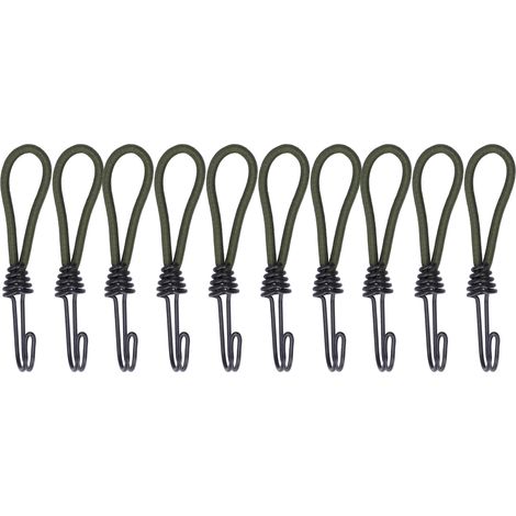Lot de 10 cordes élastiques avec crochet pour tente de camping - Accessoires de fixation (1/5)