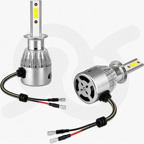 Coppia Di Lampade A Led Per Auto Moto C6 H1 6000K Fari Luce Bianca Lampadine