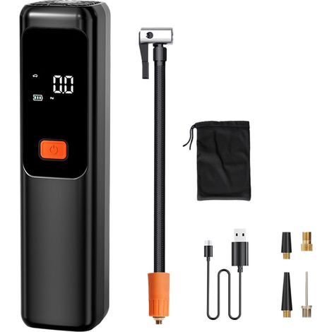 Compresseur d'air Portatif  Gonfleur de Pneus Portable avec Manomètre  à Piles Rechargeables pour Véhicule SUV Moto Camion  pour Moto Vélo Garage Camion Maison