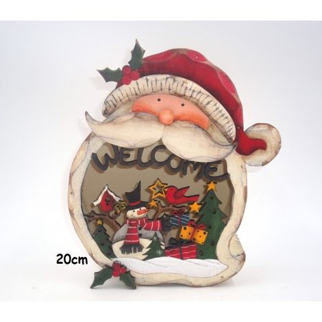Tavoletta Decorativa Natalizia Casa Babbo natale in legno 20 cm (1/2)
