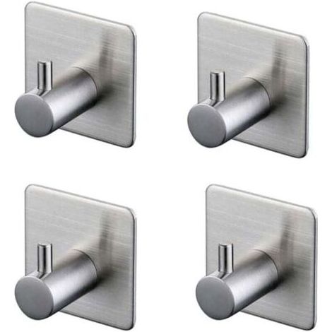 3M Ulisem Klebehaken, 4er-Pack, Edelstahl-Wandhaken für Badezimmer, silber (1/4)