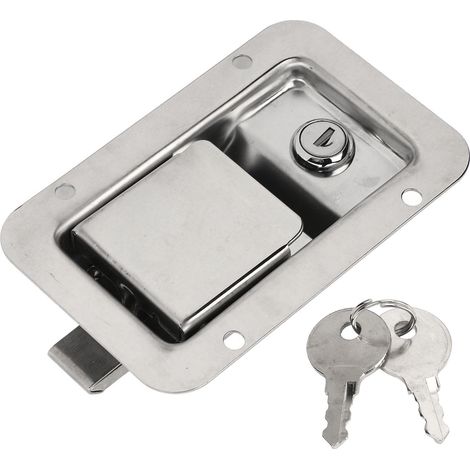 Ortviai Serrure à levier pour porte de camping-car – Poignée en acier inoxydable 304, 140 x 90 mm, avec 2 clés (1/5)
