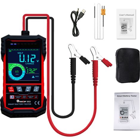 Tester intelligente per batterie compatibile con 12,0 V e 24,0 V, schermo a colori 3,2 pollici, selezione intelligente e protezioni multiple (1/5)