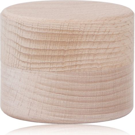 Boîte à bijoux en bois naturel en hêtre ronde style rétro, spacieuse pour bagues et boucles d'oreilles (1/5)