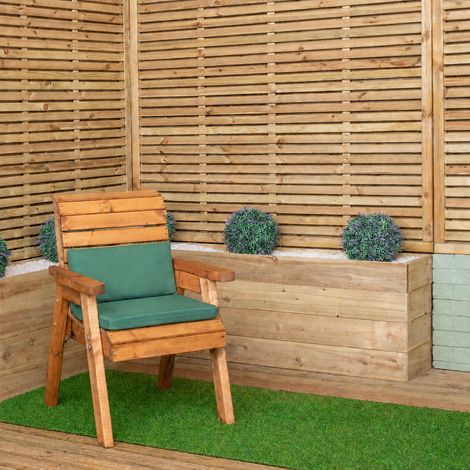 Wooden Garden Chair & Green Cushions. Flat Packed (1/5)