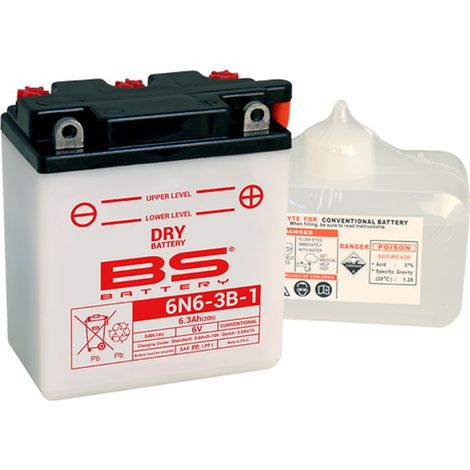 BATTERIA BS 6N6-3B/B-1 (FA) 6V 6AH 95X55X117 SENZA MANUTENZIONE - A ACQUA LIBERA (50A) (10)