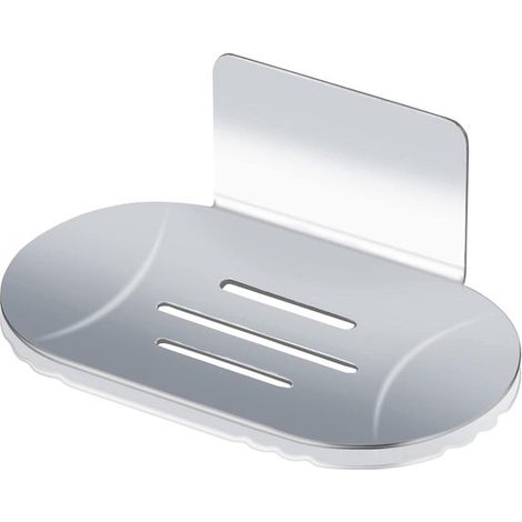 Dispenser di sapone autoadesivo da parete in acciaio inox, porta sapone impermeabile per cucina e bagno, non richiede foratura, ideale per doccia e spugna (1/5)