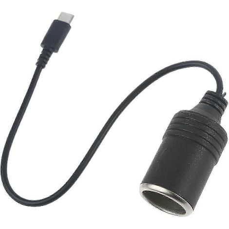 Câble adaptateur convertisseur USB-C PD vers prise allume-cigare 12 V 60 W pour chargeur de voiture. (1/5)