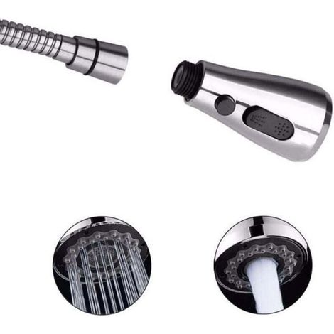 Douchette Evier - 3 Modes - Compatible Robinet Cuisine Standard - ABS - 8,2 x 4,8 cm - 1 Pièce (1/4)