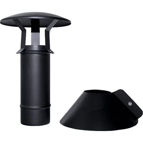 MBM – Conduit de fumée coaxial noir D. 80/125 – Terminal vertical en acier inoxydable 316 – Conforme CE UNI 1856/2 – Pour poêle à pellets