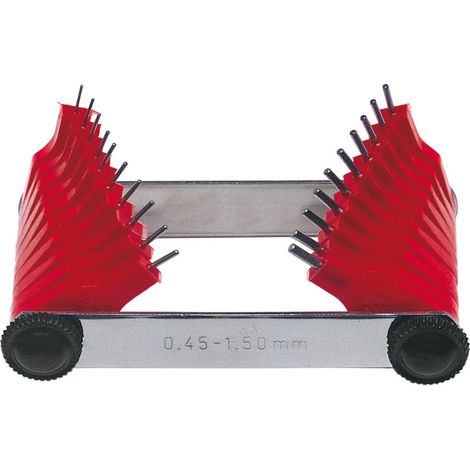 Calibre de gicleur, Plage de mesure : 0,45-1,5 mm, Nombre de pointes de mesure 20