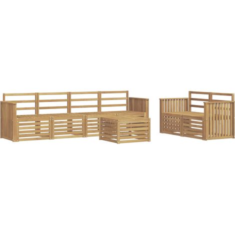 Outdoor Sofa Set 7 pcs White Solid Acacia Wood vidaXL (1/5)