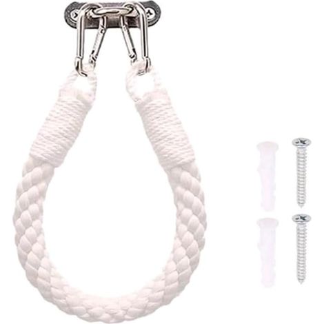 Porte-Rouleau de Papier Toilette,Corde Vintage,Porte-Papier en Corde de Chanvre,avec vis et Bouchon d'expansion,pour la décoration de la Salle de Bain de l'htel à la Maison - Blanc (1/5)
